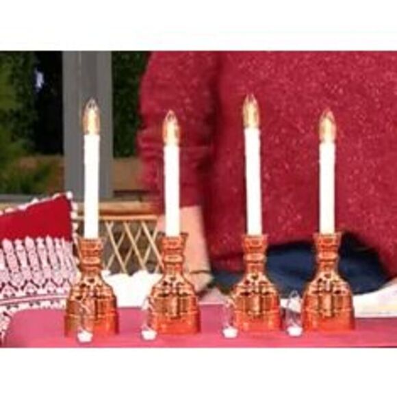 QVC Bethlehem Lights 4 Pack Cordless Battery Operated Window Candles Copper New - Picture 1 of 2